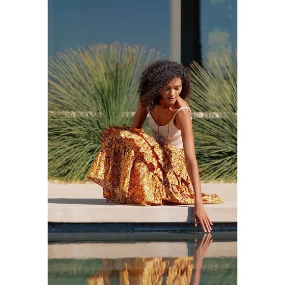 Anthropologie Floral A-Line Midi Skirt - Picture 2 of 6